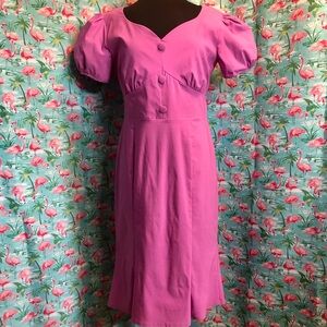 Dolly And Dotty Fishtail Vintage Style Dress Women’s Fuchsia Pink New